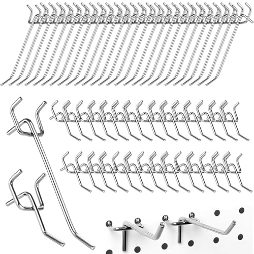 Lochwand Haken, 60 Stück Intervall von 3cm Lochwand Zubehör, Durchmesser 3mm Pegboard Haken, Lochwandhaken Anhänge Haken, für Supermarktregale, Werkstätten, Lagerhallen, Regale (Länge 5cm, 10cm)