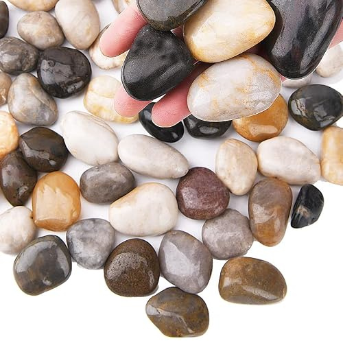 Hisredsun 1,8 kg 3-5cm Bunt Polierte Dekosteine für Aquarium, Blumentopf | Dekosteine große,Polierte Ziersteine, Deko Steine für Landschaftsbau Vasen und Garten Dekoration