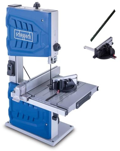 Scheppach Bandsäge HBS261 mit 2 Schnittgeschwindigkeiten 720 & 1000 m/min | Durchlasshöhe/breite 130/245mm | Tischverstellung 0-45° | inkl. Sägeband, Parallelanschlag, Querschneidlehre & Schiebestock