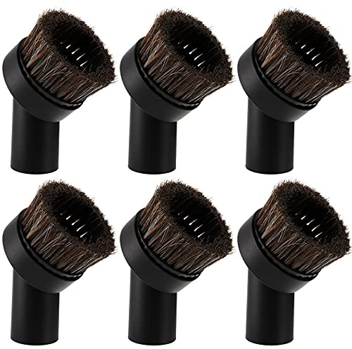 WUWEOT 6 Pack 1.25 (32mm) Staubsaugerbürste Runde Staubbürste, 25mm Rosshaar Staubsaugeraufsatz Ersatz, Schwarze Bürste für die meisten Marken Akzeptieren