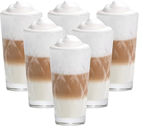 Vitrea 6er Set Latte Macchiato/Kaffee-Gläser - 370ml, Trinkgläser (Kaleibi Latte)