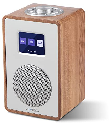 LEMEGA CR4 DAB/DAB+/FM Digitalradio, Bluetooth, Farbdisplay,Walnuss | Netzbetrieb,Doppelalarm mit Schlummerfunktion,Kopfhörerbuchse,USB,Holzoptik-Gehäuse,Bluetooth-Streaming