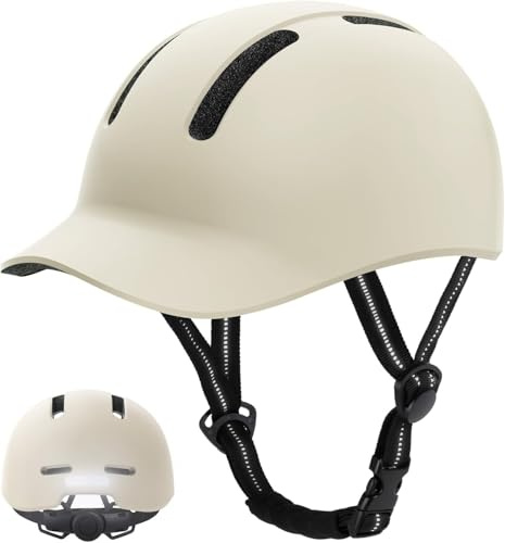 KINGLEAD Fahrradhelm,Urban Commuter Helm,Stylischer Fahrrad Helm Herren und Damen für Radfahren Trekking City Roller Herren Verstellbarer (Beige, M【54-58cm】)