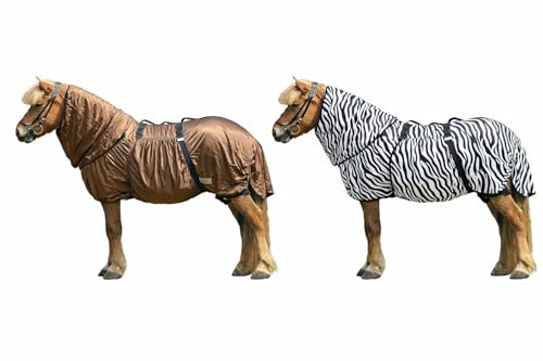 NETPROSHOP Spezielle Isländer Qualitäts Ekzemer Decke für Islandpferde Braun oder Zebra-Muster Größe 100-135, Groesse:135, Farbe:Braun