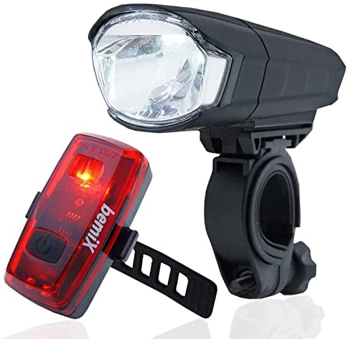 bemiX Fahrradlicht Set StVZO zugelassen LED Fahrradleuchtenset batteriebetrieben mit Schnellbefestigung Fahrradlicht regenfest Batterieleuchtenset LED Klemmlicht Fahrrad