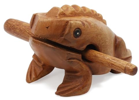 KEESIN Hölzern Frosch Musikinstrument Krächzen Güiro Schlaginstrument für Freunde(Groß)