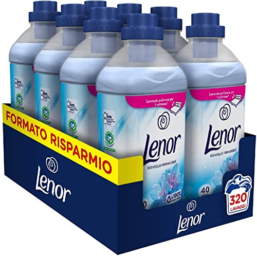 Lenor konzentrierter Waschmaschinen-Weichspüler, 320 Waschgänge (8 x 40), Lavendel und Kamille weichmachende Wirkung, Maxi-Format, lang anhaltende Frische, für alle Kleidungsstücke