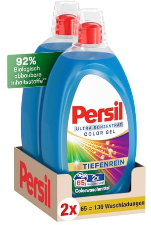 Persil Ultra Konzentrat Color Waschmittel (2 x 65 Waschladungen), hochkonzentriertes Flüssigwaschmittel mit Tiefenrein-Plus Technologie gegen hartnäckigste Flecken