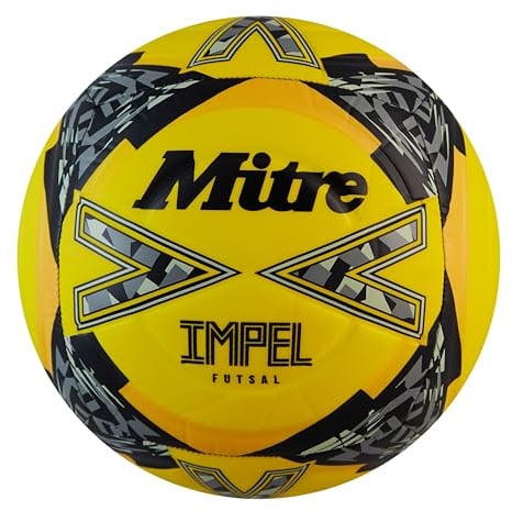Mitre Impel Futsal-Ball | Hallenfußball | Fußball mit geringer Sprungkraft Fußball, Fluoreszierendes Gelb/Schwarz/Circular-Grau, 3