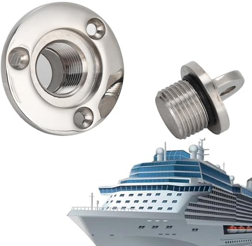 Garboard Ablassschraube, 25mm Rund Edelstahl-Ablassöffnung für Bootsschiffe, Lenzstopfen Marine Ablassstopfen Boot Stecker Wasserauslass-Bootsstecker Bootszubehör, Gewinde-Bootsstopfen für Bootsrümpf