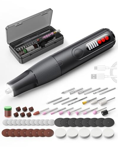 ZoCCee Multifunktionswerkzeug Akku, 8V mini Rotationswerkzeug, 5 Variable Drehzahl, LED-Licht, Werkzeugakkus mit 62 Zubehörteile zum Schleifen, Polieren, Bohren, Gravieren, Schneiden, LED-DIsplay