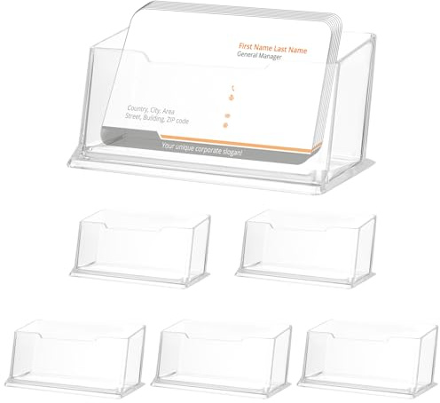 6 Stück Acryl Visitenkartenhalter Tisch, Klarer Acryl Visitenkartenständer, Visitenkartenbox, Visitenkarten Halter Schreibtisch, Acrylic Business Card Holders für Büro Zuhause Veranstalter