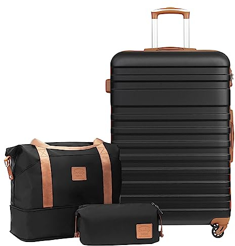 COOLIFE Koffer Trolley Koffer Reisekoffer von ABS Hartschalen Trolley 4 Rollen TSA-Schloss Der Koffer Enthält 1 Reisetasche und 1 Kulturbeutel