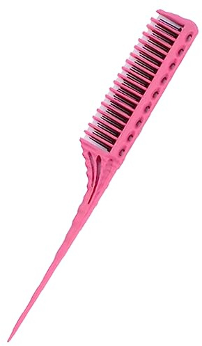 Toupierkamm Haarkamm Friseur Strähnenkamm Stielkamm 3 Etagen Styling für Frauen Zurückkämmen Haarwurzeln Toupieren Antistatischer (Rosa)