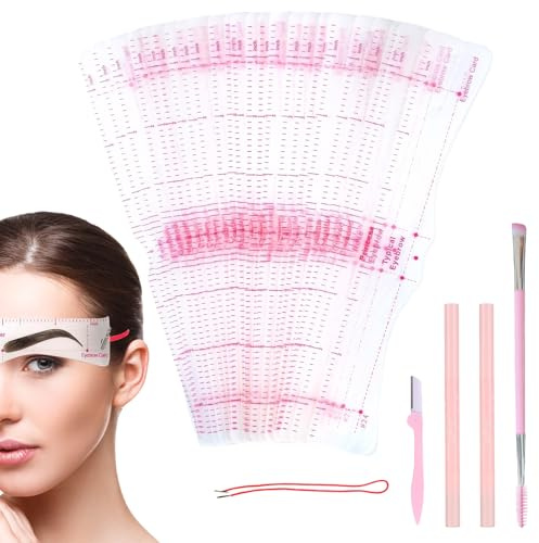 24 Stücke Augenbrauenschablonen Damen Satz,Wiederverwendbar Augenbrauen Schablonen,Augenbrauen-Lineal mit 1 Pinsel 1 Augenbrauenrasierer und 2 Augenbrauenstifte, Ideal für Verschiedene Make-up Looks