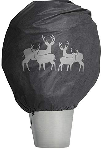 Windhager Winter-Deko-Vlieshaube Protect XL, Kälteschutz, Frostschutz, Gartenvlies, Abdeckvlies, Hirsch-Motiv, Größe XL, 1,1 x 1,1 m, anthrazit, 07396, hirsch/anthrazit