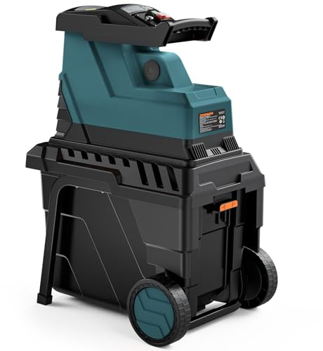DOVAMAN GT10 Gartenhäcksler, 2800W Bürstenloser Motor mit 400Nm Drehmoment, Leise, 6-Zahn-Walzenmesser, Einstellbarer Abstand, Zerkleinert Trockene Äste bis 45mm, 55L Box, mit Überlastschutz
