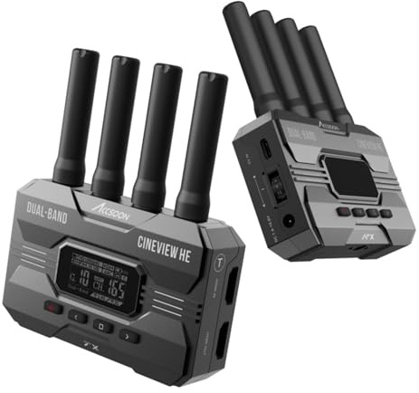 Accsoon CineView HE Wireless Sender-und Empfängersystem | HDMI Dual-Band 2.4GHz 5GHz 1200 Fuß/350m,0.06s HD-Kamerasteuerung IOS Android für Tik-Tok YouTube Live-Streaming.