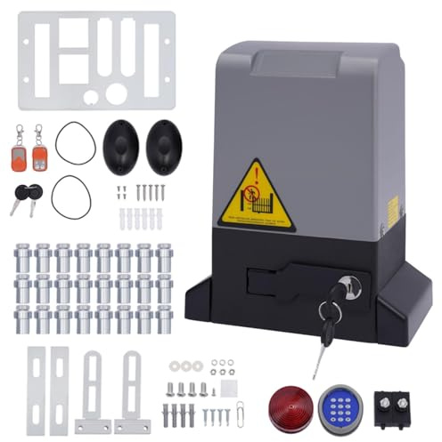 KLOOLIVE Elektrischer Schiebetorantrieb 550W, 1200kg Torantrieb, 1400r/min Schiebetor automatischer Toröffner, Schiebetoröffner, Garagentoröffner mit 2 Fernbedienung, für Hotels, Fabriken und Schulen