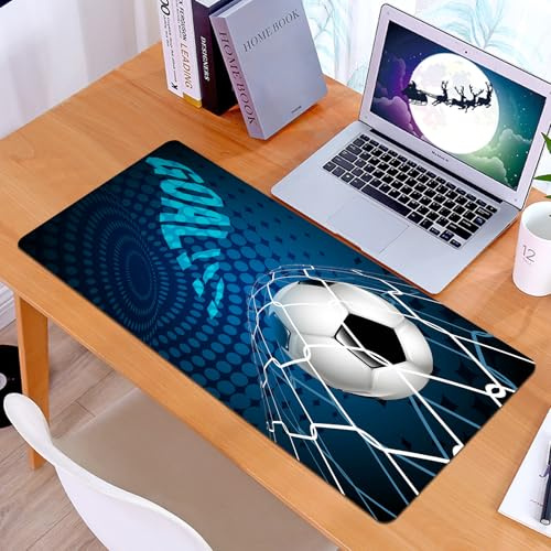 KDWJS Gaming Mauspad XXL 90x40cm Mousepad Groß Vernähte Kanten Anti-Rutsch für PC,Fußball, Fußballtor fliegen in abstrakten Netzmuster Hintergrund SPOR,Laptop Verbessert Präzision und Geschwindigkeit
