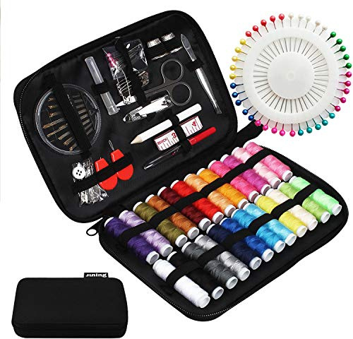 JUNING Nähset mit 130 er Nähzubehör,24 Spulen Faden - 100m Großformat Premium Näh, komplettes Nähzeug für Anfänger,Reisende, Verwandte und Freunde (A-Normal)