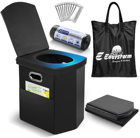 E EASTSTORM Faltbare Campingtoilette, 42 cm Sitzhöhe wie daheim, notfall toilett für Erwachsene & Kinder, Garten,Angeln,Zelt, Schlafzimmer, Roadtrips, Strand.Tragkraft 200 kg