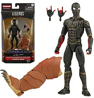 Spiderman F3019 Marvel Legends Series Black & Gold Suit Spider-Man 15,2 cm Sammelfigur Spielzeug, 2 Zubehörteile und 1 Build-A-Figure-Teile(s), Mehrfarbig, Standard