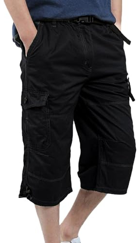 YAOBAOLE Männer Shorts Kurz Hose Herren Cargo Taschen Stoffhose 3/4 Lang Trekkinghose Militär Shorts Strandhose Ausflug Reisen