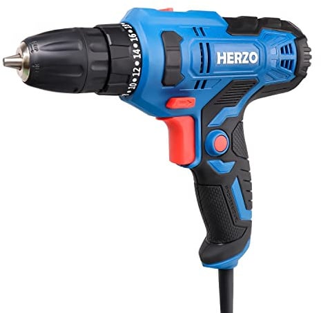 HERZO Elektro Bohrschrauber 300W,Speed 20 + 1 Drehmomentstufen with 4M Cable, great for everyday drilling tasks.