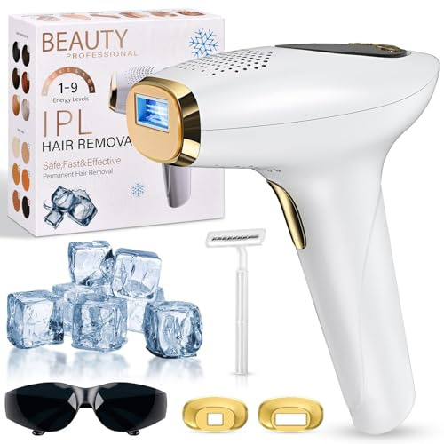 NIKYJM IPL Geräte Haarentfernung Laser mit Kühlfunktion, 3 Erweiterte Funktionen HR/SC/RA, 9 Energiestufen, 999,999 Lichtimpulse Laser Haarentfernun für Männer/Frauen/Gesicht/Bikini/Körper