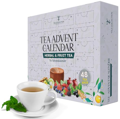 Tee-Adventskalender 2025 – 24 Tage Tee-Geschenk-Adventskalender für Männer und Frauen, Adventskalender, Tee-Set | 2x 24 aromatisierte Teesorten, Früchtetee, Kräutertee Geschenkset