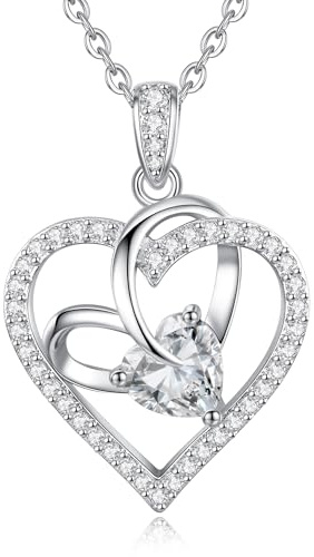 CDE Geburtsstein Kette für Damen Herzkette Rosegold Rhodinierung Halskette | Geburtstags Geschenk für Frauen Ewigkeitsherz Herz Anhänger Schmuck für Frauen Sie für Muttertag Valentinstag Weihnachten