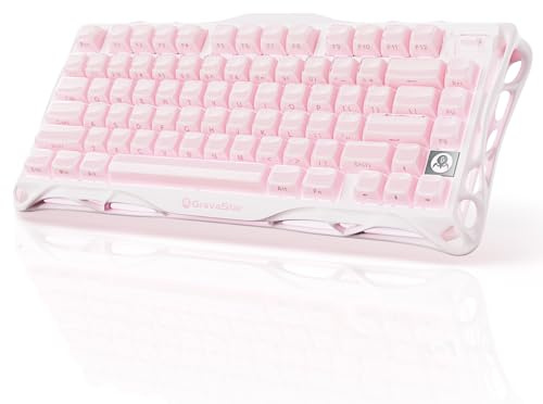 GravaStar Mercury K1 Mechanische Gaming Tastatur mit Aluminiumrahmen-Rosa | 75% Wireless Gaming Keyboard mit Jelly Tastenkappen, Hot-Swap,Kabellos, RGB, Tri-Mode, 8000mAh Akku und Mechanical Tastaturen