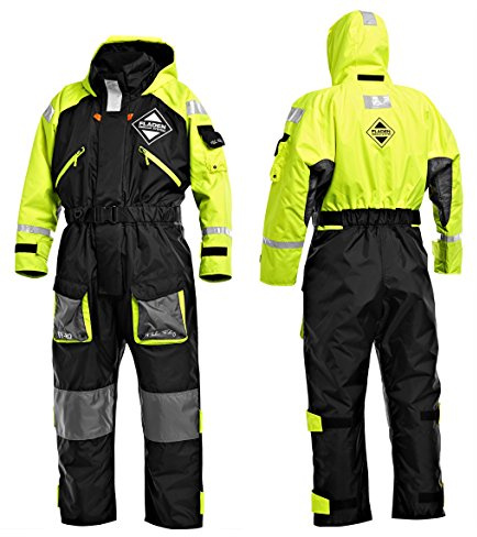 Fladen Rescue System, 845XY, Tuta da immersione, galleggiante, Con protezione termica, certificato EN 393 e ISO-15027-1, Nero e Giallo., Medium - 50 to 70kg - Chest 128cm