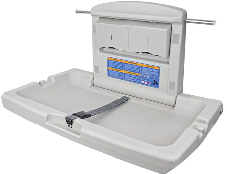 AIKE Kommerzielle Babywickelstation, Horizontal Wandmontiert Klappbar, CPC-konform, (Grauweiß)