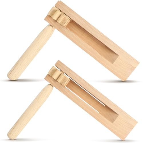 Toddmomy 2 Stück Holz-Ratsche als Krachmacher & Musikinstrument – Geräusche-Maker für Kinder, Partys & Sportevents – Lautstarker Fanartikel zum Anfeuern bei Festen und Feiern
