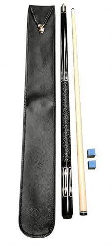 John West Billard Set mit JW-2 Queue, 2-teilig, 145 cm | Tasche und 2 Kreiden, 13 mm Klebeleder, Metallgewinde, Pool Billardqueue