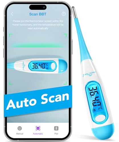 Easy@Home Basalthermometer Fruchtbarkeitsthermometer Ovulationstest zur Zykluskontrolle und Eisprung-Tracking mit Premom APP, Digitales Thermometer mit blauer Hintergrundbeleuchtung LCD-Anzeige