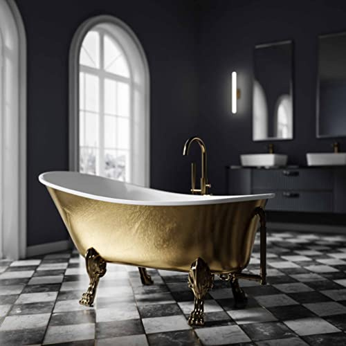 BERNSTEIN Freistehende Badewanne aus Sanitäracryl Nostalgie Wanne mit Doppelwandiger Konstruktion 175 x 74 x 86 cm - 5 Jahre Garantie – Paris Premium mit Blattgold - Acryl-Wanne