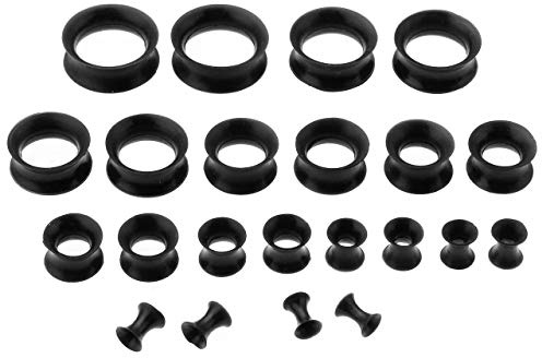 AllerPierce Dünn Silikon Tunnels Set 11 Paare 3-20mm Flesh Tunnel Plug Double Flared Ohr Expander Ohrpiercing Unisex Punk
