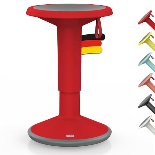 Interstuhl UPis1 - ergonomischer Sitzhocker mit Schwingeffekt - höhenverstellbar - Hocker mit rutschhemmender Standfläche & Kippschutz - Sitzhocker für gesünderes Arbeiten (Rot)