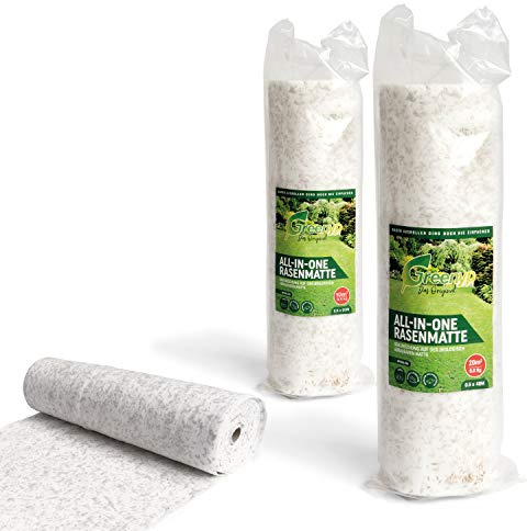 Greenyp® All-In-One Grassamen Matte, biologisch abbaubare Rasenmatte, Rasensamenmatte, Rollrasen, Rasenrolle, Rasenvlies, Matte mit integrierten Rasensamen, schnellkeimend, 0,5m x 20m (10m²)