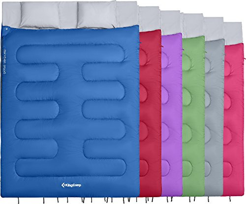 KingCamp Doppelschlafsack,220x150cm mit 2 Kissen,Komfort: 12°C | Schlafsack für 2 Personen,12℃ bis -3℃ für Familien,Deckenschlafsack für Camping und RV-Reisen