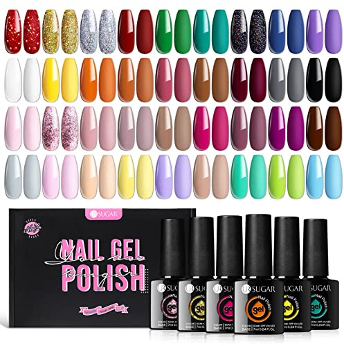 UR SUGAR UV Nagellack Set, 36 Stück Gel Nagellacks Nagellacks Macaroon Pastell Grau Nude Rosa Glitzer Farbgel Gelnägel für Nagelstudio Design Starter Maniküre Geschenkset