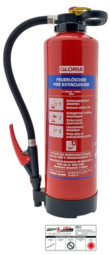 Gloria - 6l Wasser-Feuerlöscher - WH6 Pro - Wasserlöscher - inkl. Wandhalterung - inkl. aktuellem Prüfnachweis