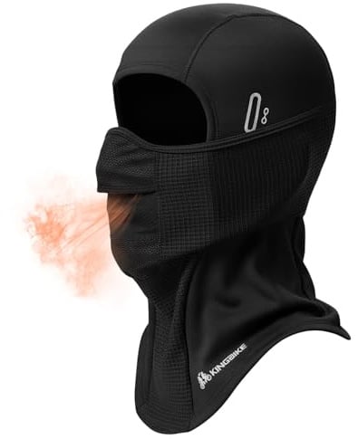 KINGBIKE Sturmhaube Fahrrad Winter Ski Maske Sturmhaube Kaltes Wetter Warm Anti Beschlag Winddicht Skifahren Snowboard Eisfischen Radfahren Motorrad Maske für Männer Frauen Schwarz (Lycra+Fleece, 1)