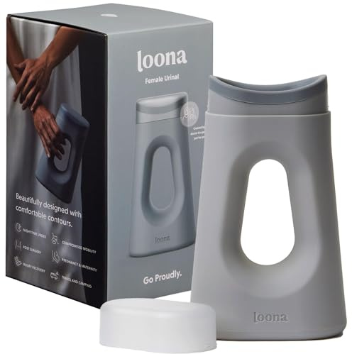 Loona Premium Urinal für Frauen, leise, kein Spritzen, ideal für den Nachttisch, Reisen und den Außenbereich, Mondgrau, HSA/FSA berechtigt