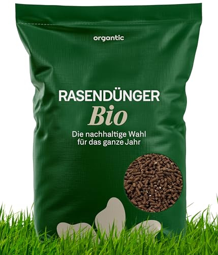 Bio-Rasendünger 5kg, 100% Natürlich & Nachhaltig, fördert dichten, gesunden Rasen, langanhaltende Nährstofffreisetzung, stärkt Wurzelsystem, für intensives Grün, organtic (5kg für 250m²)