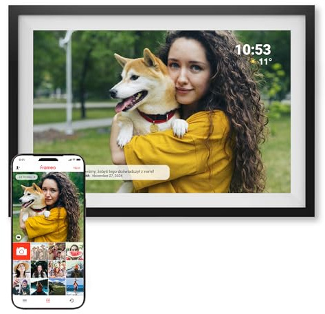 DENVER Digitaler Bilderrahmen 10,1 Zoll mit WLAN – Frameo Digital Photo Frame mit Touchscreen & 16 GB – Elektrischer Fotorahmen mit App-Steuerung, Bilderrahmen Digital & Elektronisch, USB & SD