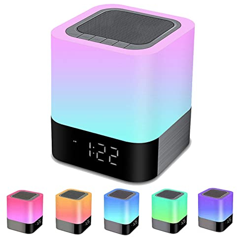 Bluetooth Lautsprecher mit Licht, Wecker, Nachtlicht, Geschenke für Mädchen | Farbwechsel LED Tragbarer Bluetooth Lautsprecher Tischlampe Geschenke für Mädchen Kinder Teenager Jungen Geschenk für Frauen